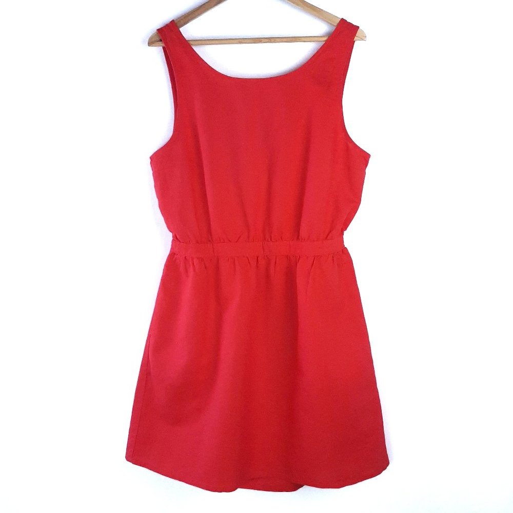 Gap Linen Blend Red Dress w/Cutout Back